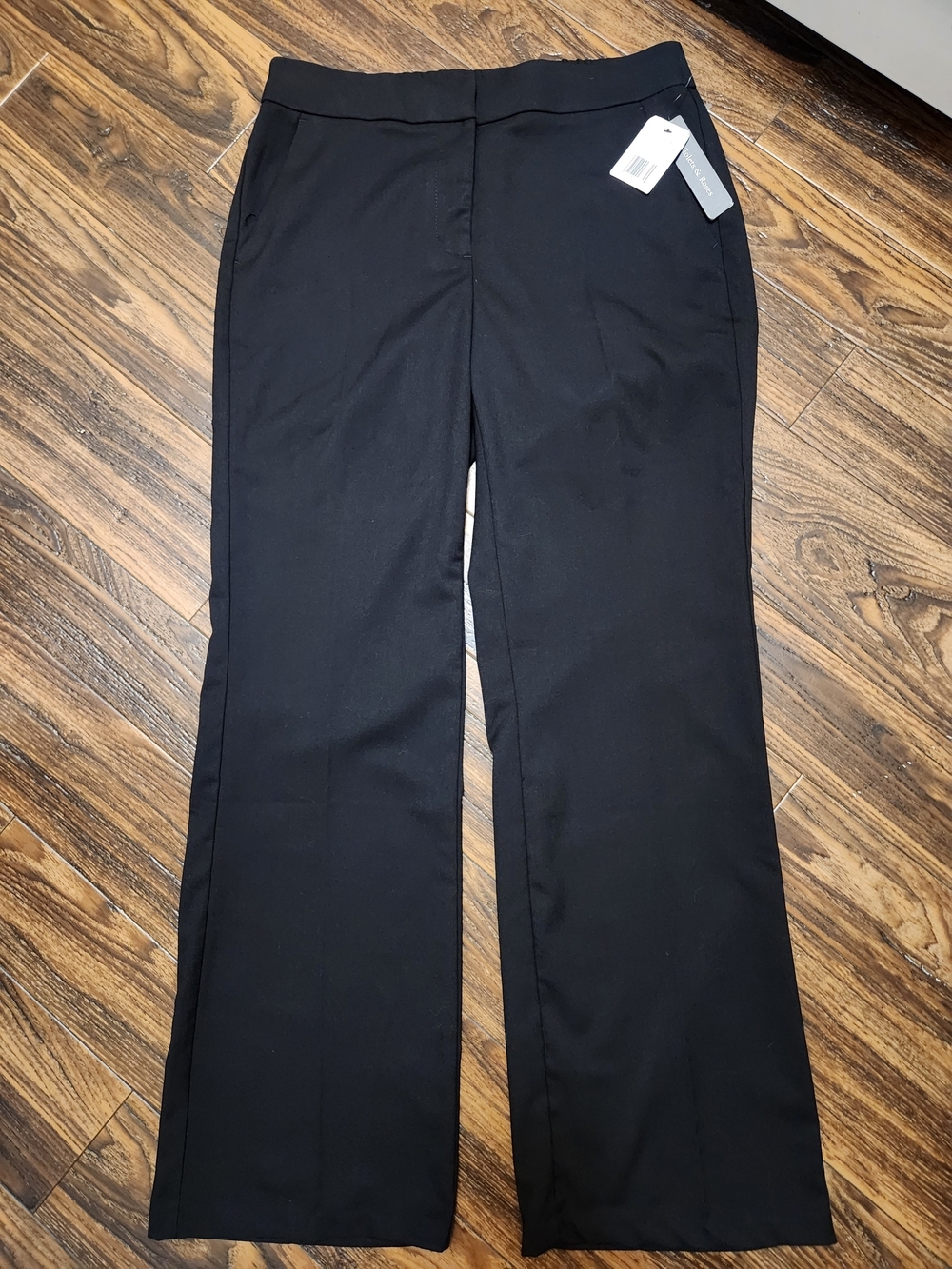 Women's Black Straight Wide Leg Flat Front Pants Everyday Sz 10/30 NWT